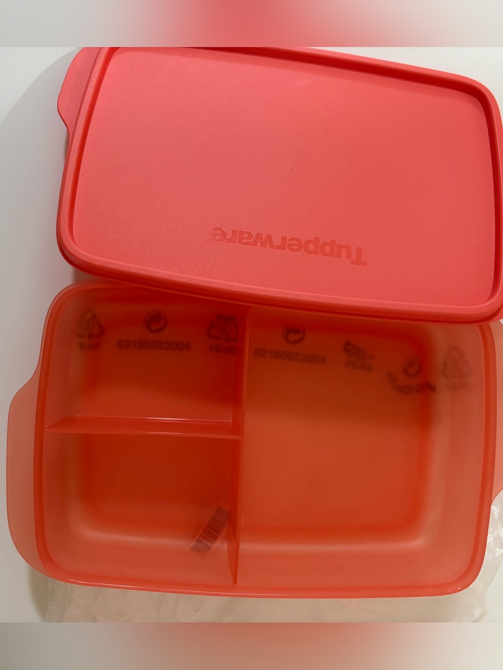 New Tupperware  container orange keeper container with divider